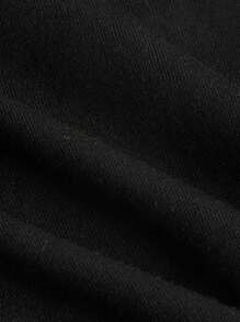 SHEIN MOD 一字肩前繫帶褶邊短款上衣 - 黑色 - 查看 4