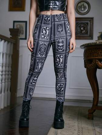 Academia Skull Print Leggings