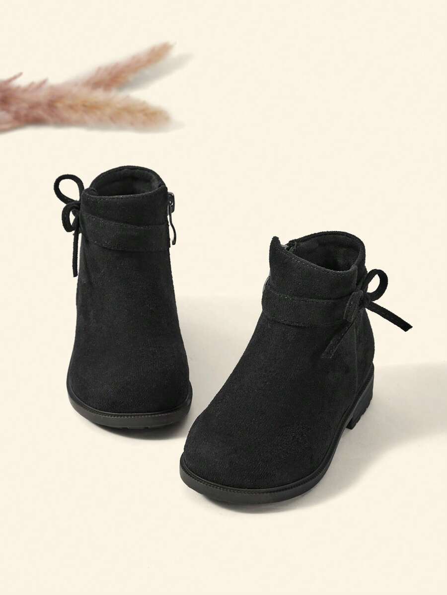 Cozy Pixies Baby Girls Bow Decor Breathable Fashion Classic Boots For Outdoor - Black - View 1