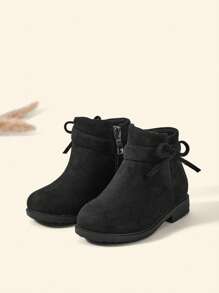 Cozy Pixies Baby Girls Bow Decor Breathable Fashion Classic Boots For Outdoor - Black - View 10