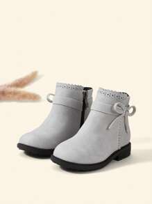 Cozy Pixies Baby Girls Bow Decor Breathable Fashion Classic Boots For Outdoor - Grey - View 10