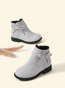 Cozy Pixies Baby Girls Bow Decor Breathable Fashion Classic Boots For Outdoor - Grey - View 11