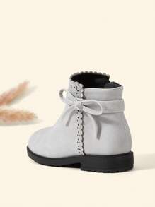 Cozy Pixies Baby Girls Bow Decor Breathable Fashion Classic Boots For Outdoor - Grey - View 5