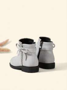 Cozy Pixies Baby Girls Bow Decor Breathable Fashion Classic Boots For Outdoor - Grey - View 6
