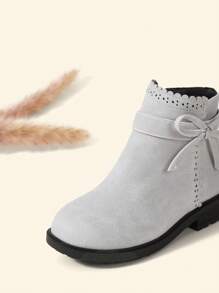 Cozy Pixies Baby Girls Bow Decor Breathable Fashion Classic Boots For Outdoor - Grey - View 7