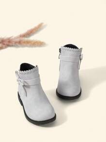 Cozy Pixies Baby Girls Bow Decor Breathable Fashion Classic Boots For Outdoor - Grey - View 8