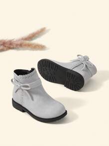 Cozy Pixies Baby Girls Bow Decor Breathable Fashion Classic Boots For Outdoor - Grey - View 9