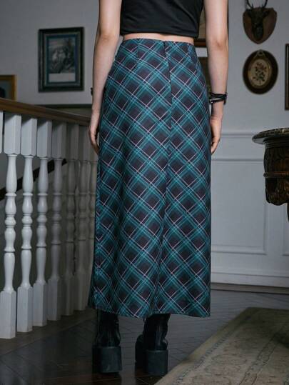 Academia Plaid Print Skirt