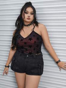 ROMWE Grunge Punk Plus Star Print Cami Top - Multicolor - View 1