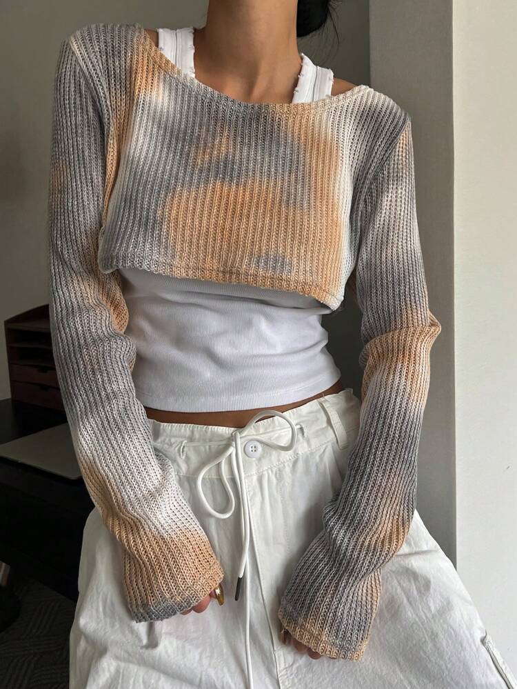 Tie Dye Crop Sweater Without Tank Top Fall