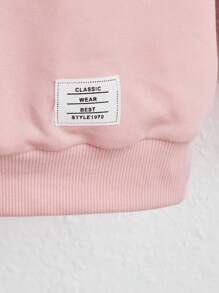 SHEIN 少女字母贴布3D耳朵设计卫衣 - 淺粉色 - 查看 5