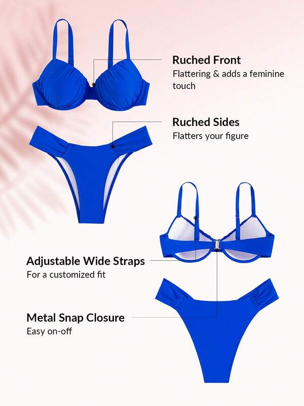 SHEIN DD+ Ruched Underwire Bikini Swimsuit SHEIN USA