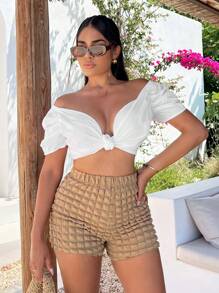 SHEIN SXY 高腰短裤 - 杏色 - 查看 7