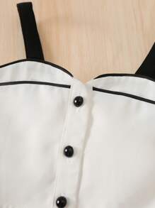 SHEIN 女嬰泡泡袖T恤&網紗覆蓋半身裙&吊帶上衣 - 黑與白 - 查看 4