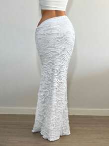 SHEIN SXY Chất rắn Váy nàng tiên cá - trắng - Xem 2