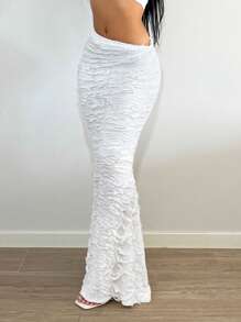 SHEIN SXY Chất rắn Váy nàng tiên cá - trắng - Xem 5