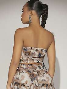 SHEIN SXY 迷彩印花翻蓋口袋抹胸上衣 - 彩色 - 查看 2