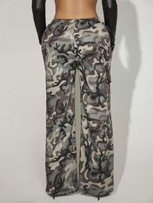 SHEIN SXY Camo Print Drawstring Waist Pants - Multicolor - View 2