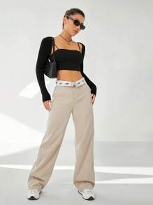 Comfortcana 春季纯色短款开衫（不含吊带背心）秋冬黑色上衣 - 黑色 - 查看 8