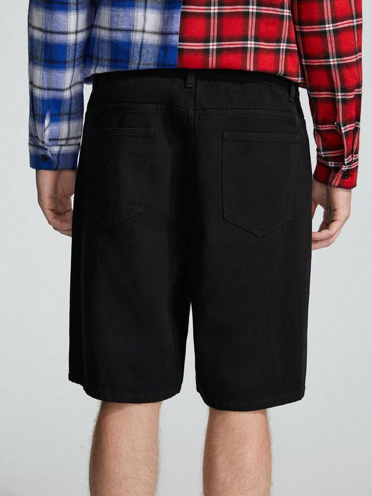 Guys Splash Ink Print Denim Shorts