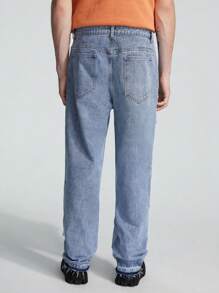 ROMWE MEN Các bạn Hoa văn chữ thập Xén Thô Quần legging thẳng - Rửa nhẹ - Xem 2