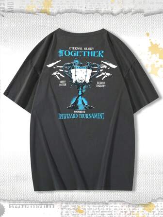 Harry Potter | ROMWE Men Letter Graphic Drop Shoulder Tee