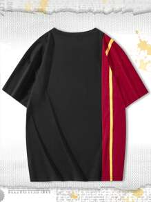Harry Potter | ROMWE Guys Letter Graphic Colourblock Tee - Multicolor - View 2