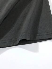 ROMWE MEN Harry Potter | ROMWE Camiseta De Hombro Caído Con Gráfico De Carta Para Hombre - Gris Oscuro - Ver 7