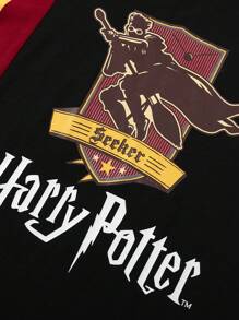 Harry Potter | ROMWE Guys Letter Graphic Colourblock Tee - Multicolor - View 6