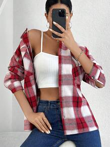 Geruite print Oversized Jas
