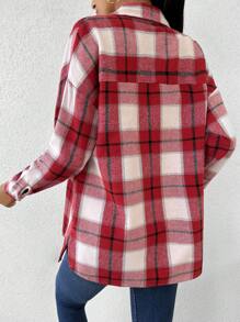 Geruite print Oversized Jas