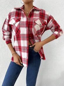 Geruite print Oversized Jas