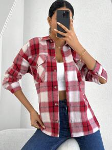 Geruite print Oversized Jas