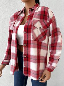 Geruite print Oversized Jas