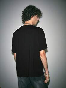 ROMWE MEN Rick and Morty | ROMWE Men Letter & Figure Graphic Tee - Black - View 2