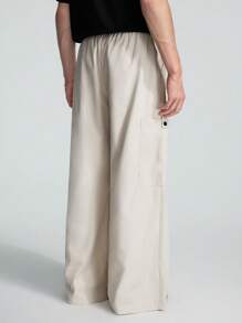 ROMWE MEN Street Life 男士腰部抽繩側口袋長褲 - 米色 - 查看 2