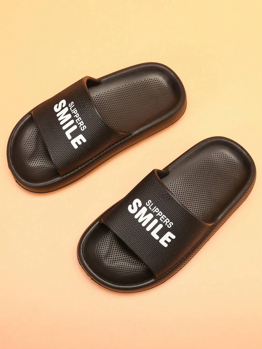 1 双夏季趣味字母印花平底儿童男童拖鞋