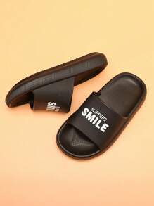 1 双夏季趣味字母印花平底儿童男童拖鞋