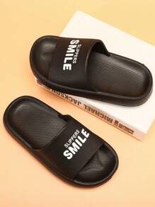 1 双夏季趣味字母印花平底儿童男童拖鞋