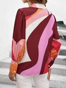 SHEIN Unity Áo sơ mi nữ Nút phía trước Khối Màu Giải trí - Nhiều màu - Xem 2