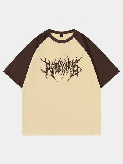 Street Life تي شيرت بطباعة أحرف اكمام راجلان للشباب