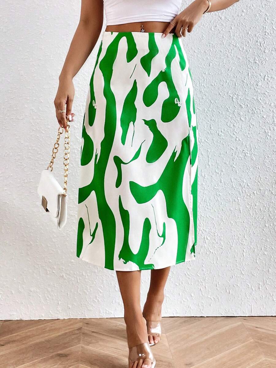 SHEIN Privé Graphic Print A-line Skirt