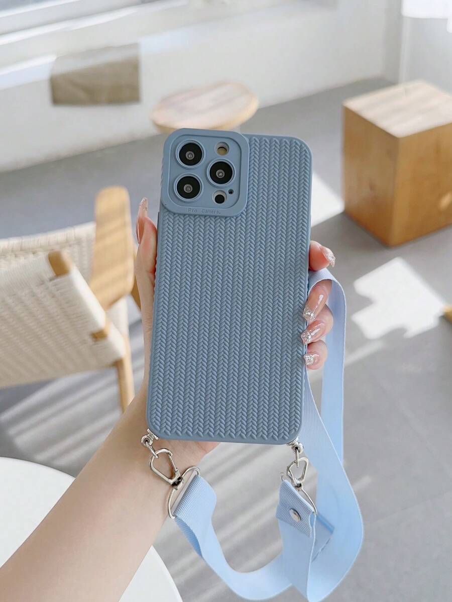 Woven Pattern Phone Case With Adjustable Lanyard - Multicolor - View 1