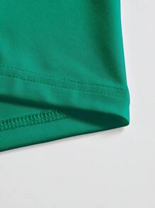 SHEIN LUNE Heart And Letter Graphic Tee - Green - View 3