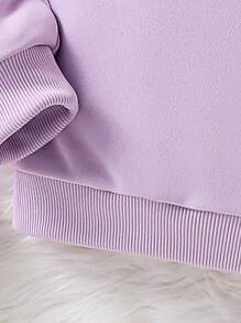 SHEIN Tween Girl Two Tone Cold Shoulder Hoodie - Multicolor - View 4