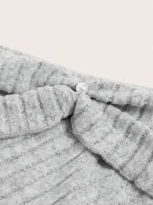 SHEIN ICON Off Shoulder Viền không đối xứng Áo thun - Màu Xám nhạt - Xem 3