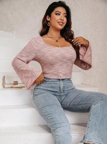 Rometta Plus Space Dye Scoop Neck Tee Fall Cloth For Women