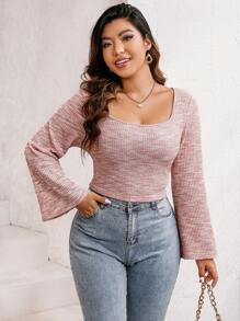 Rometta Plus Space Dye Scoop Neck Tee Fall Cloth For Women