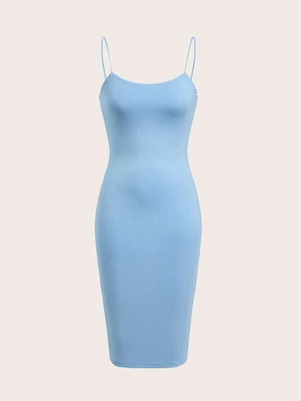SHEIN BASICS 素色吊帶緊身連衣裙