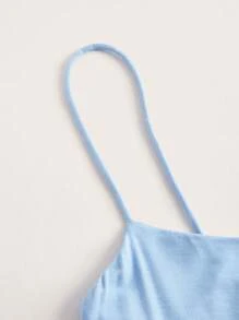 SHEIN BASICS Vestido ajustado de tirantes unicolor - Celeste - Ver 3